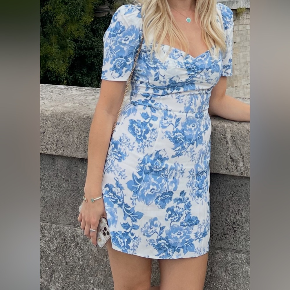 Blue and White Mini Reformation Dress